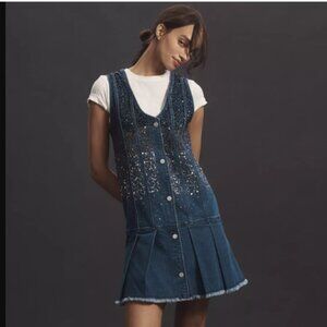 NWT Pilcro (Anthropologie) Sparkle Denim Button-Front Mini Dress, Small